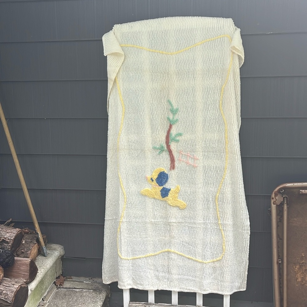 Vintage Chenille Baby Blanket Adorable